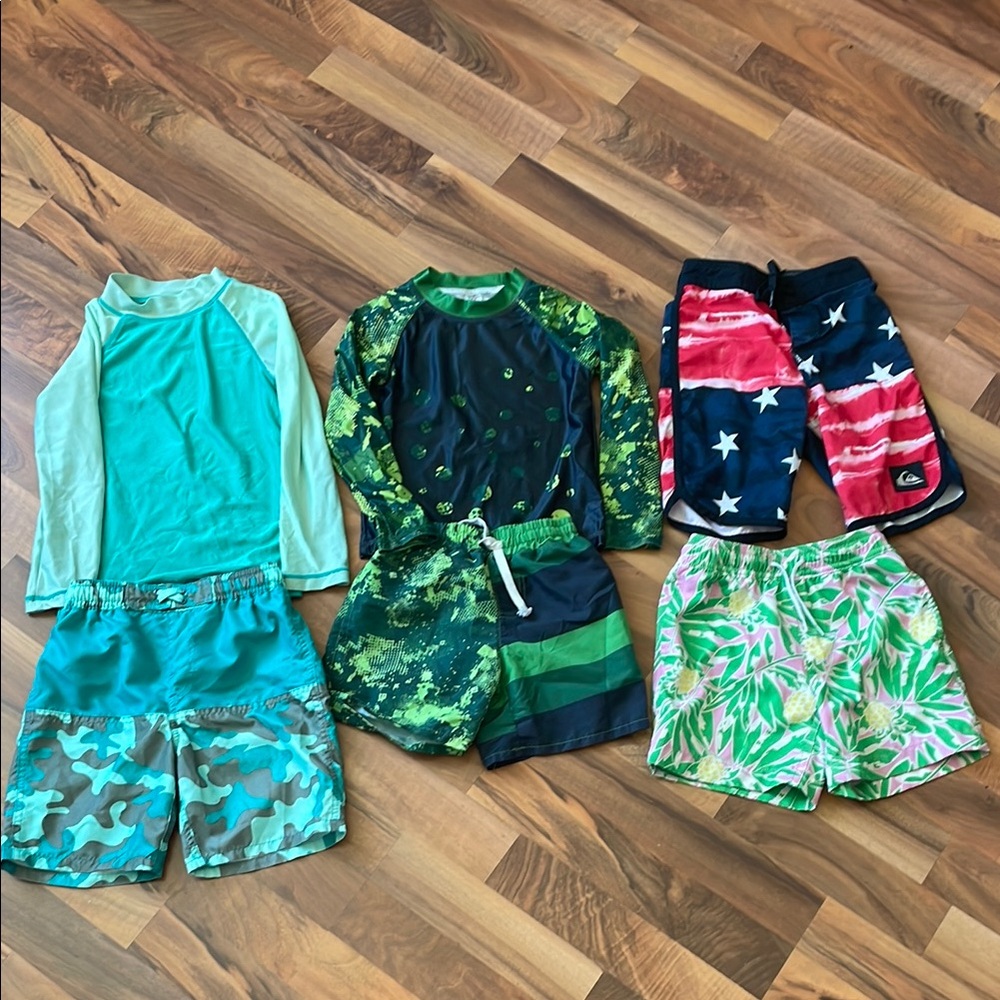 J. Crew Blue and Green Rashguards Swim Collection boys size 5